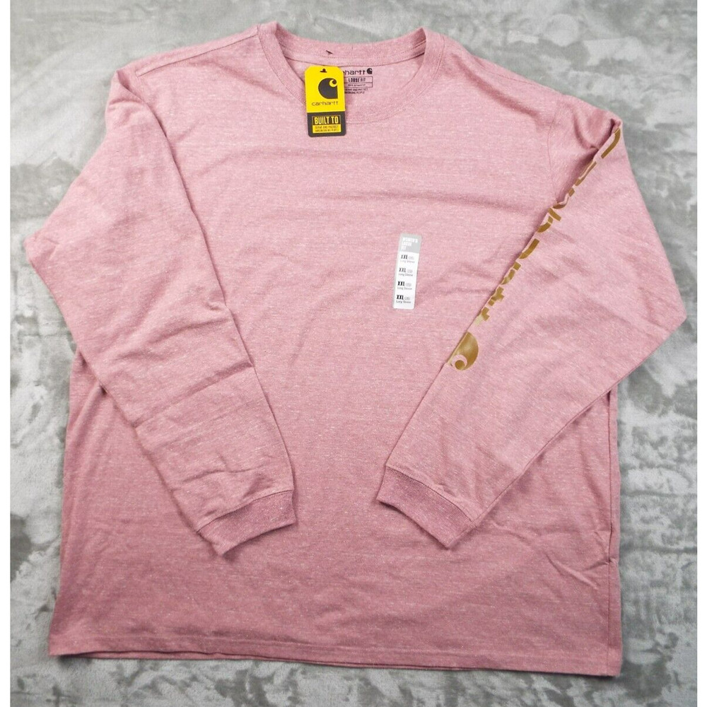 CARHARTT Shirt Womens 2XL Pink Workwear Casual Original Fit Logo Long Sleeve NWT